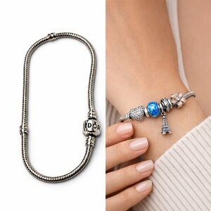 Pandora Sterling Silver Snake Chain Bracelet 8” | Classic Charm Bracelet